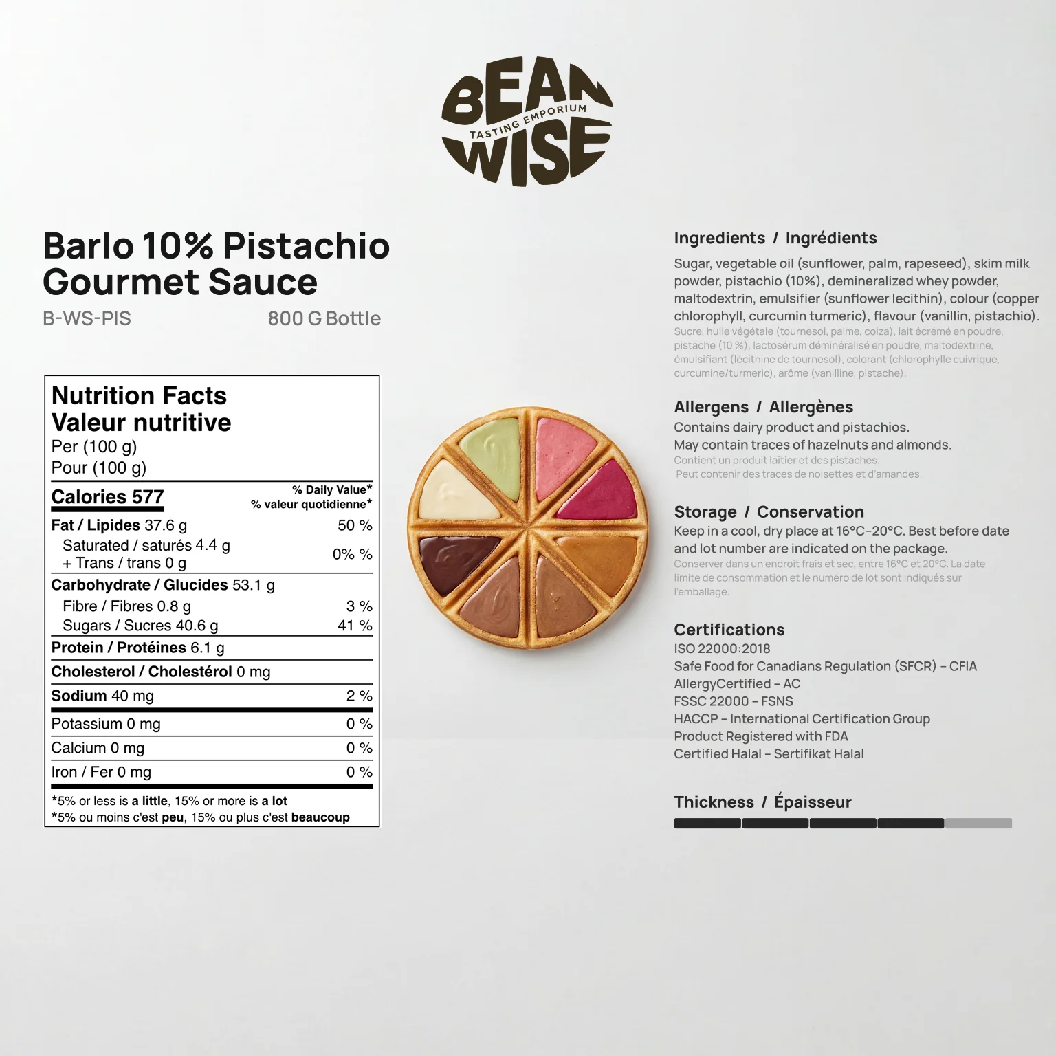 Barlo Pistachio Premium 10% Gourmet Sauce 800g - Image 5