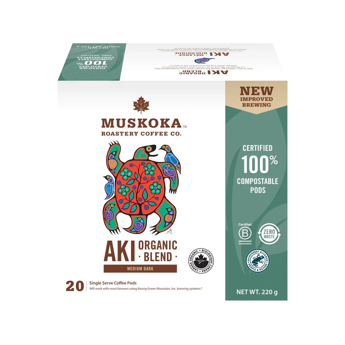 Muskoka Aki Organic 100% Compostable Coffee Cups (20) - Image 2