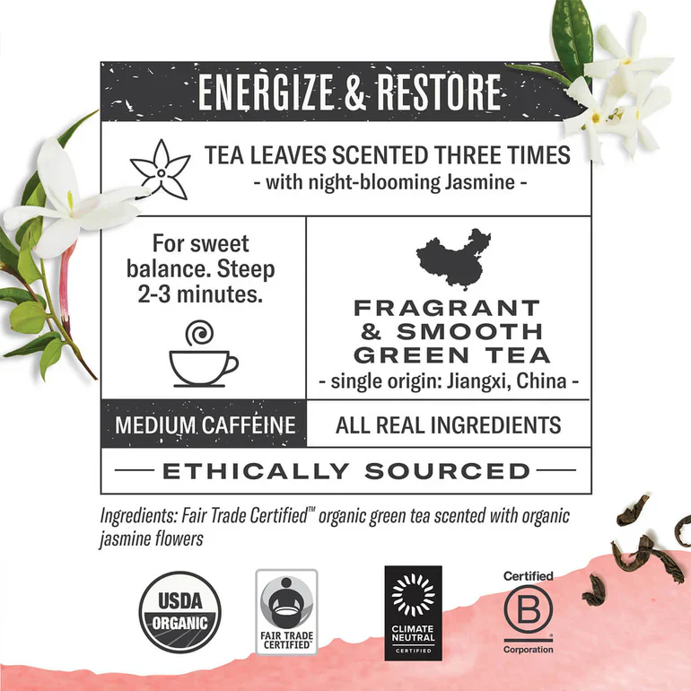 Numi Jasmine Green Tea Bags (18) - Image 2